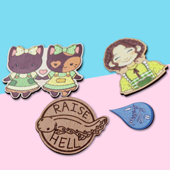 cartoon characters wood pins