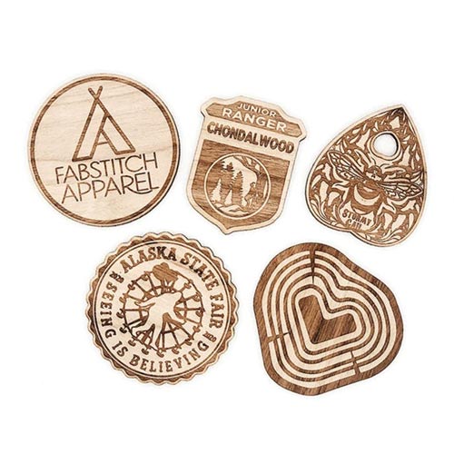 gallery of custom wood pins