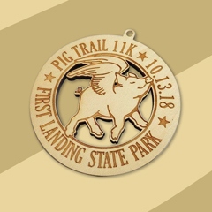 pig travel medal wood pins