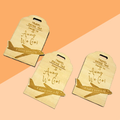 wooden luggage tag